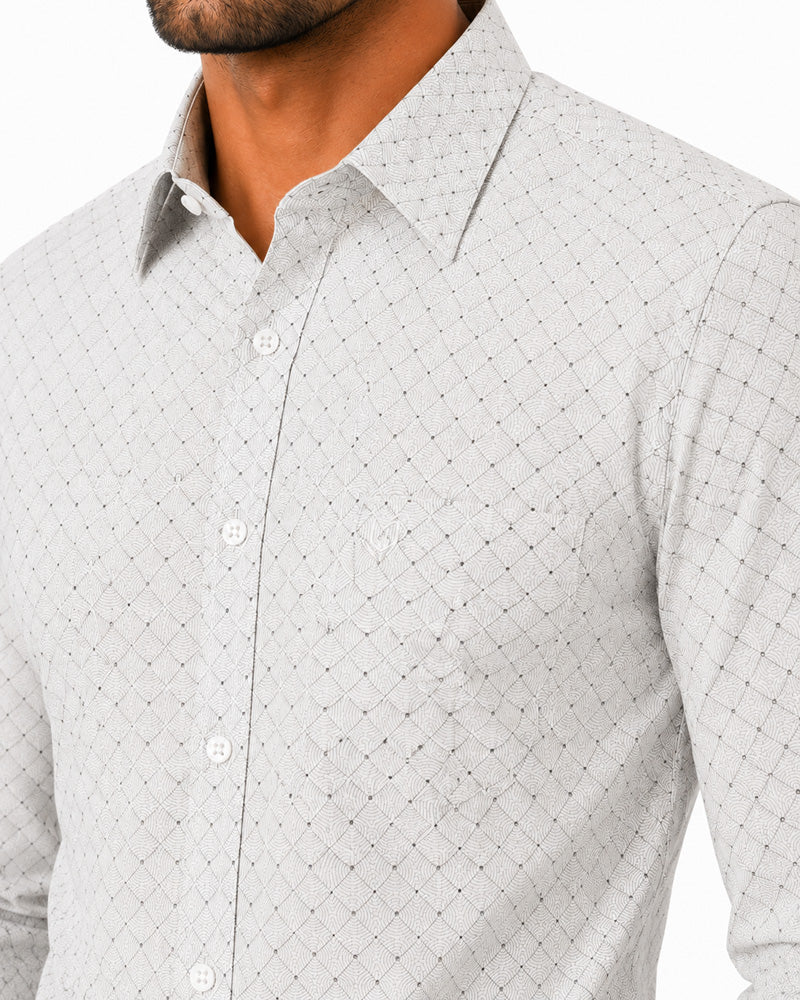 Men's Striped Smart Fit Semi Formal Shirt | Cream | Premium | 100% Cotton | Full Sleeves | Single Chest Pocket
