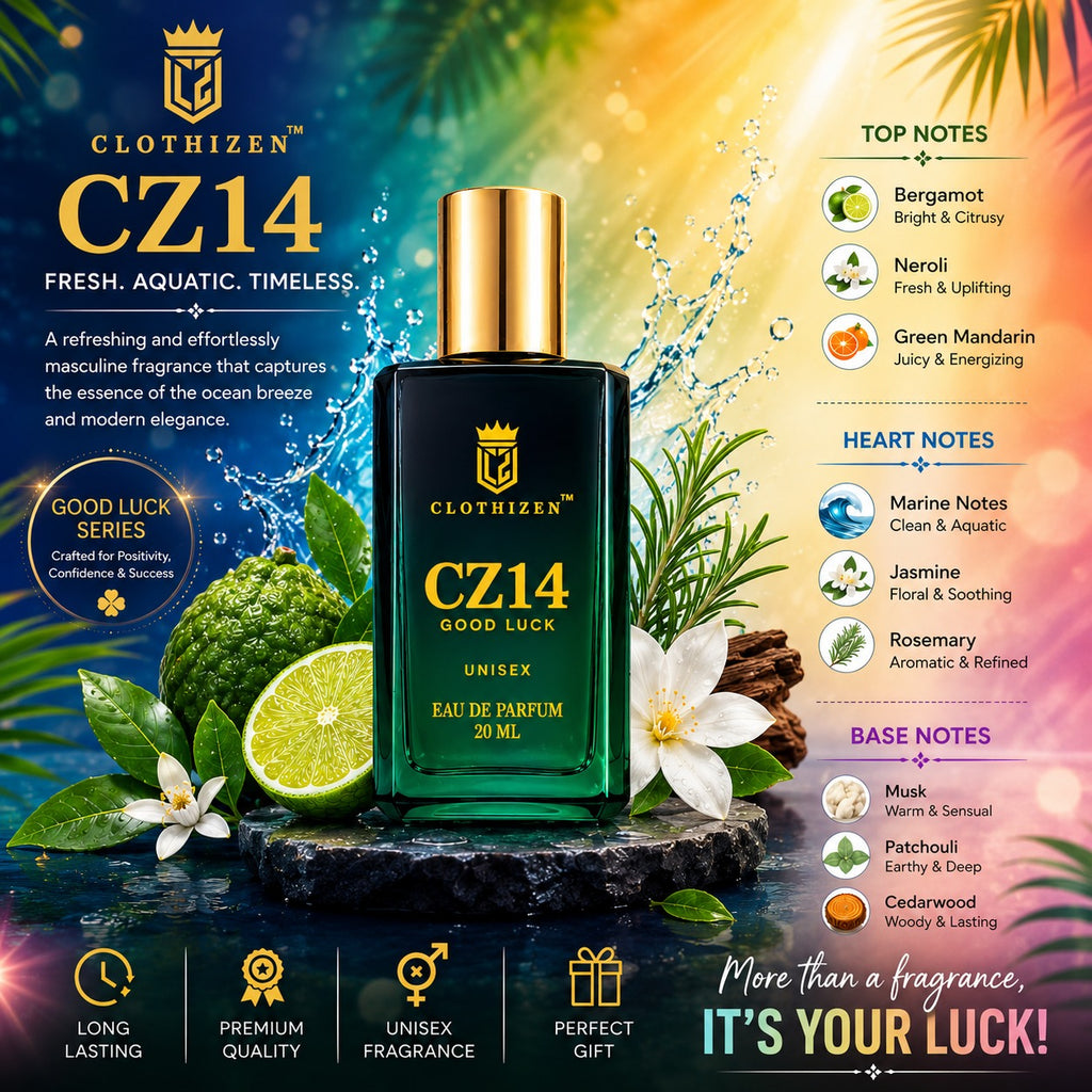 Clothizen Unisex Luxury Perfume Gift Set | Good Luck Series | 4x20ml | Long Lasting Perfume | Woody, Aquatic,Jasmine,saffron & Musk Fragrance Notes| Eau de Parfum  -  80 ml (For Men & Women)